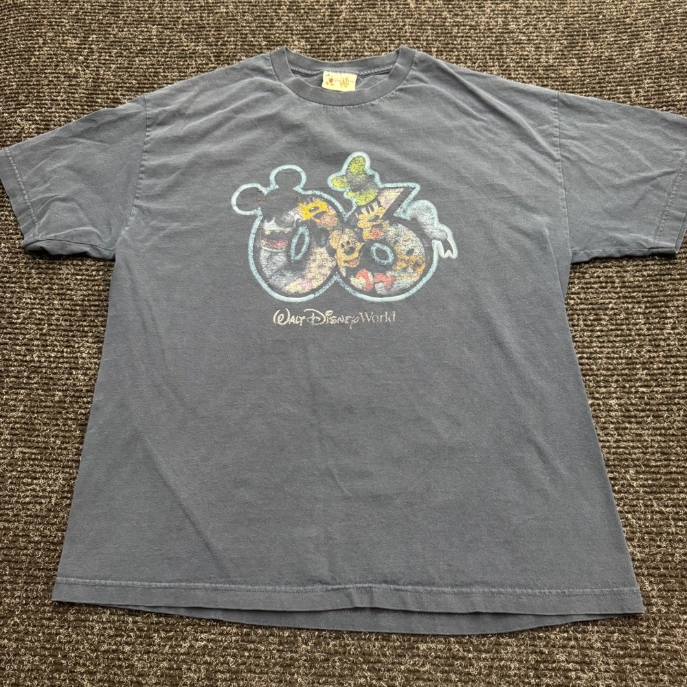 Vintage Walt Disney World 2006 Mickey Mouse Graphic T-Shirt Blue XL Distressed